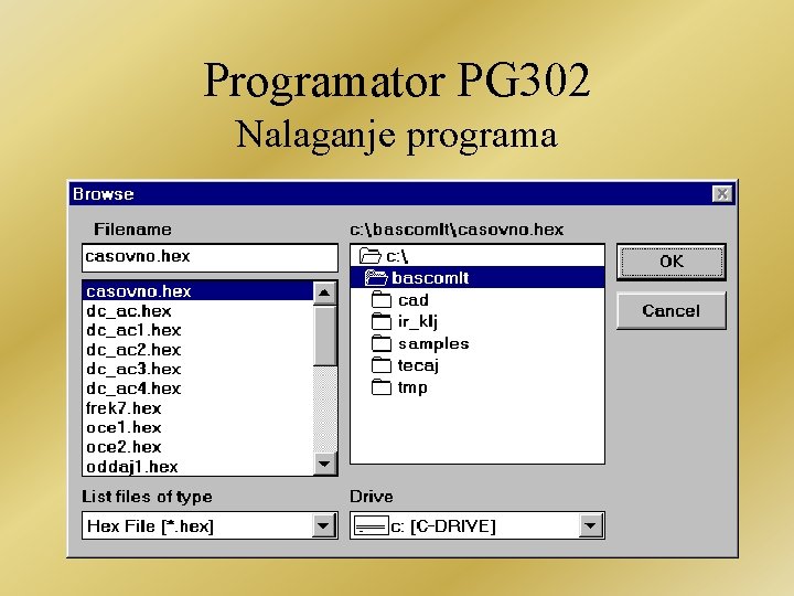 Programator PG 302 Nalaganje programa 