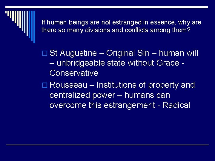 If human beings are not estranged in essence, why are there so many divisions