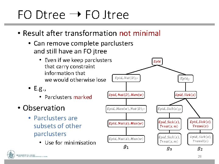 FO Dtree ➝ FO Jtree • Result after transformation not minimal • Can remove