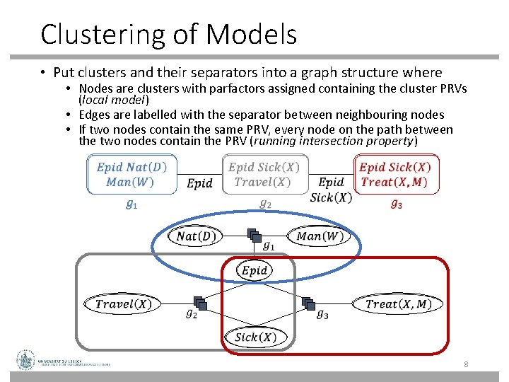 Clustering of Models • Put clusters and their separators into a graph structure where