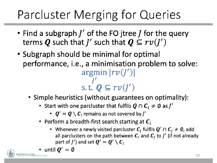 Parcluster Merging for Queries • 92 