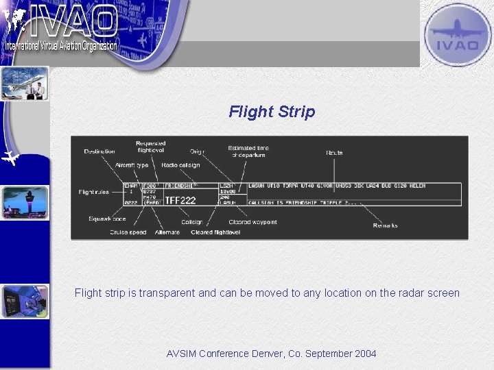 Flight Strip Flight strip is transparent and can be moved to any location on