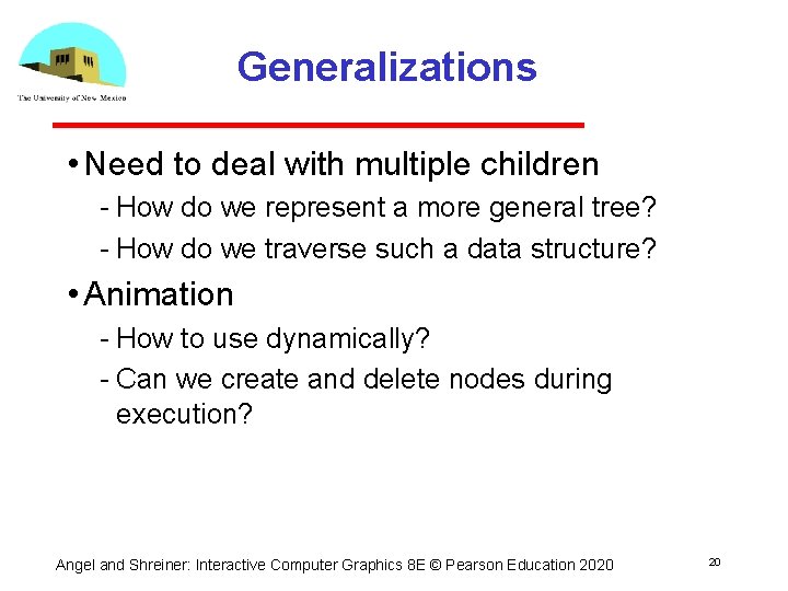 Generalizations • Need to deal with multiple children How do we represent a more