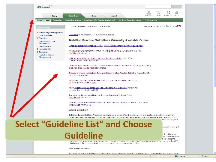 Select “Guideline List” and Choose Guideline 