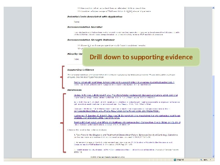 Drill down to supporting evidence 