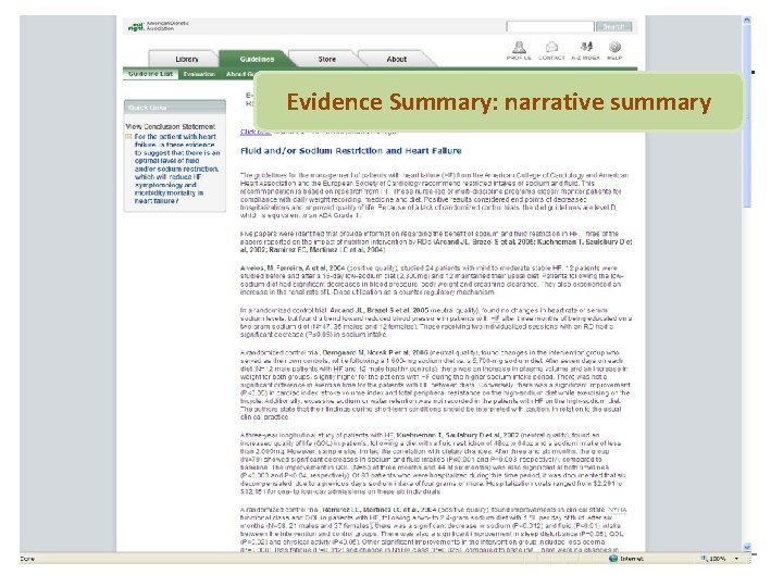 Evidence Summary: narrative summary 