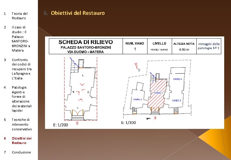 1 Teoria del Restauro 2 Il caso di studio : Il Palazzo SANTOROBRONZINI a