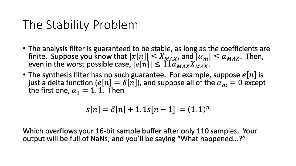 The Stability Problem • 