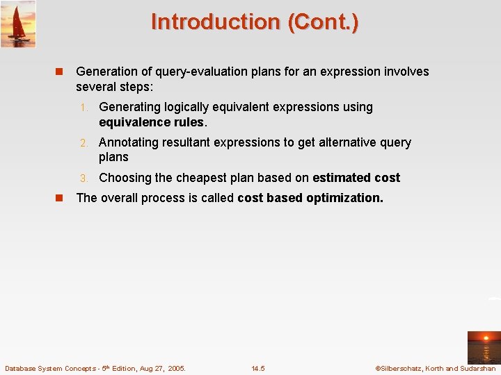Chapter 14 Query Optimization Database System Concepts 5