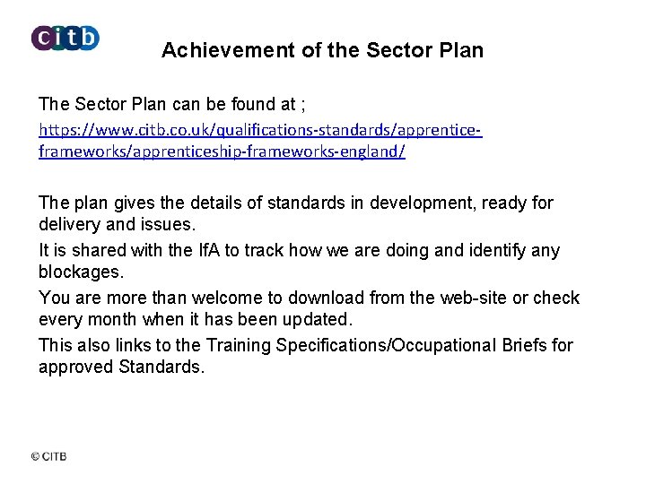 Achievement of the Sector Plan The Sector Plan can be found at ; https: