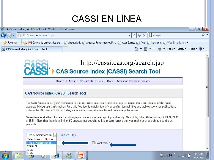 CASSI EN LÍNEA http: //cassi. cas. org/search. jsp 