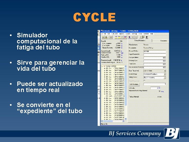 CYCLE • Simulador computacional de la fatiga del tubo • Sirve para gerenciar la
