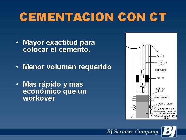 CEMENTACION CT • Mayor exactitud para colocar el cemento. • Menor volumen requerido •