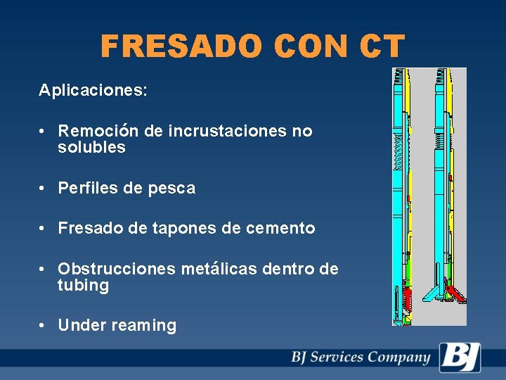 FRESADO CON CT Aplicaciones: • Remoción de incrustaciones no solubles • Perfiles de pesca