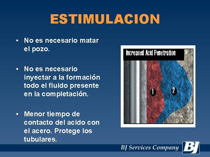 ESTIMULACION • No es necesario matar el pozo. • No es necesario inyectar a