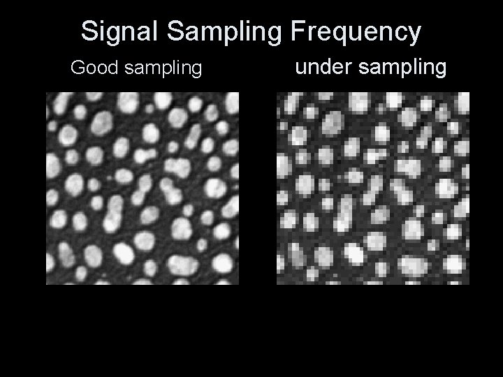 Signal Sampling Frequency Good sampling under sampling 