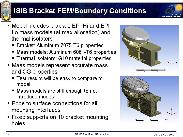 ISIS Bracket FEM/Boundary Conditions Solar Probe Plus A NASA Mission to Touch the Sun