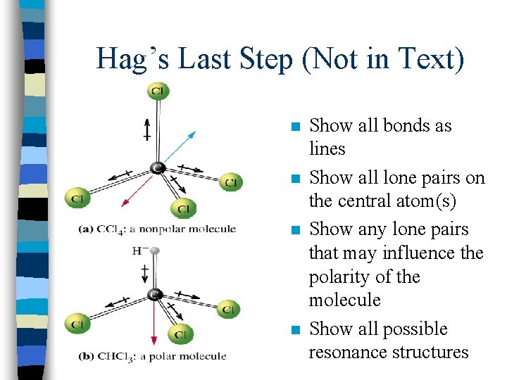 Hag’s Last Step (Not in Text) n n Show all bonds as lines Show