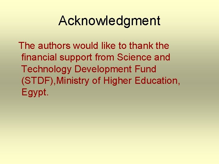 Acknowledgment The authors would like to thank the financial support from Science and Technology