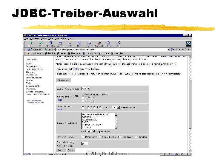 JDBC-Treiber-Auswahl © 2005, Rudolf Jansen 