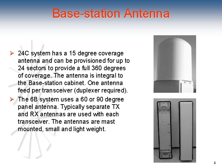 Base-station Antenna Ø 24 C system has a 15 degree coverage antenna and can