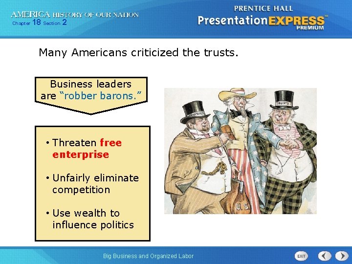 Chapter 18 Section 2 Many Americans criticized the trusts. Business leaders are “robber barons.