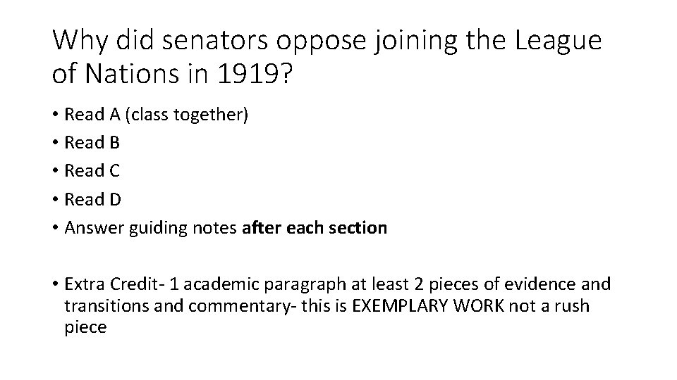 Why did senators oppose joining the League of Nations in 1919? • Read A