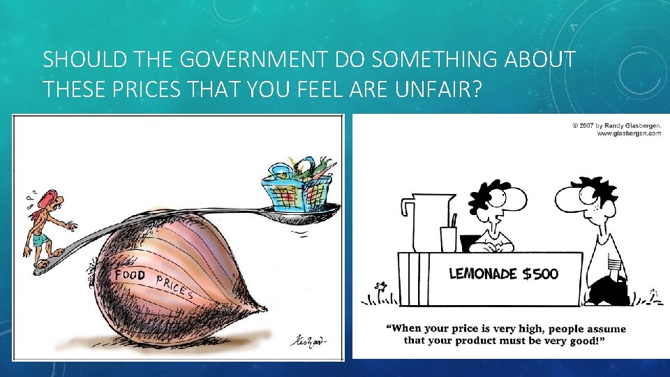 SHOULD THE GOVERNMENT DO SOMETHING ABOUT THESE PRICES THAT YOU FEEL ARE UNFAIR? 