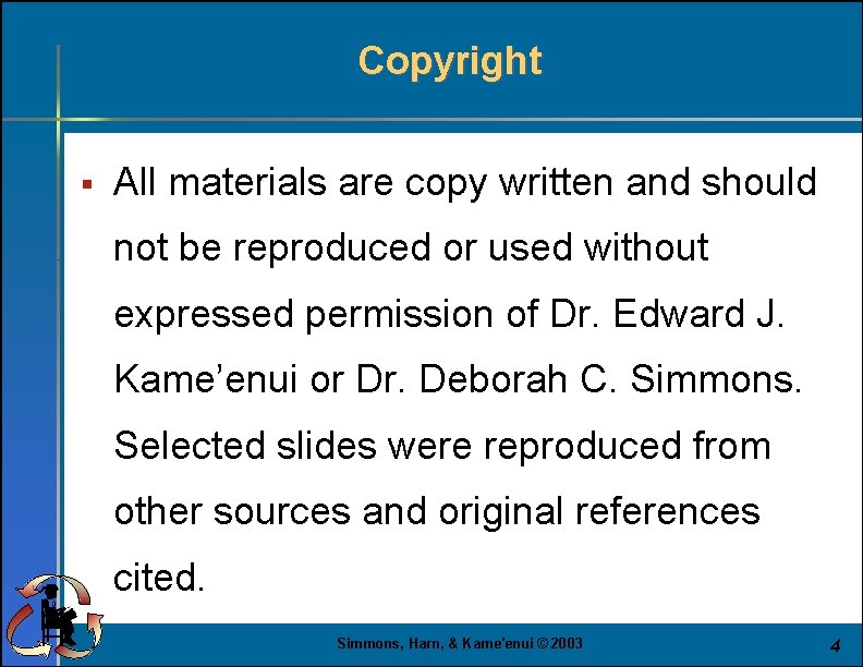 Copyright § All materials are copy written and should not be reproduced or used