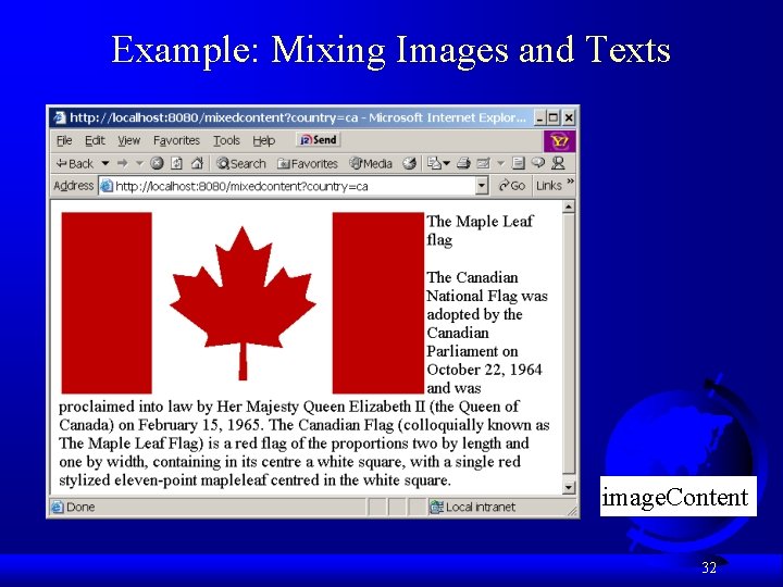 Example: Mixing Images and Texts image. Content 32 Example: Mixing Images and Texts image. Content 32