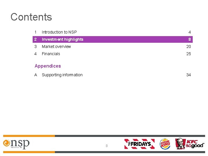 Contents 1 Introduction to NSP 4 2 Investment highlights 8 3 Market overview 20