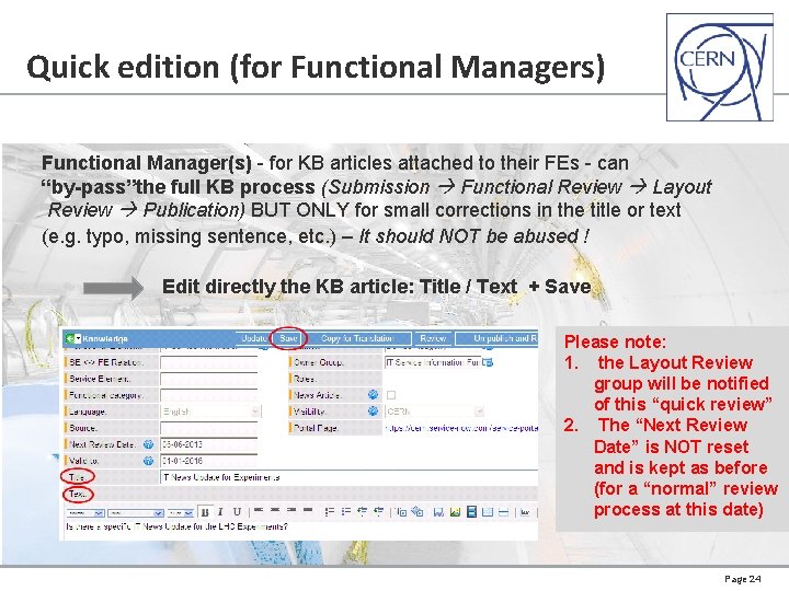 Quick edition (for Functional Managers) Functional Manager(s) - for KB articles attached to their