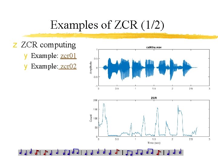 Examples of ZCR (1/2) z ZCR computing y Example: zcr 01 y Example: zcr