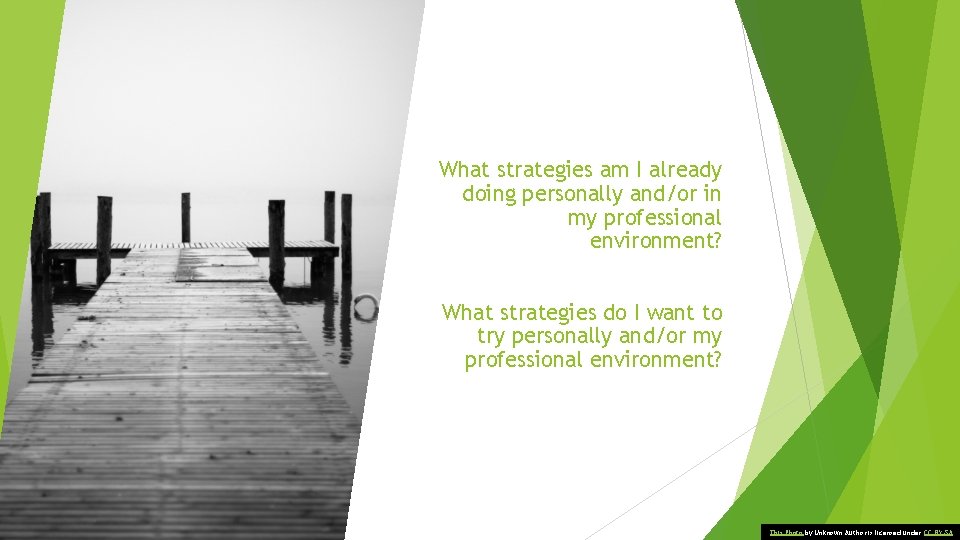 What strategies am I already doing personally and/or in my professional environment? What strategies