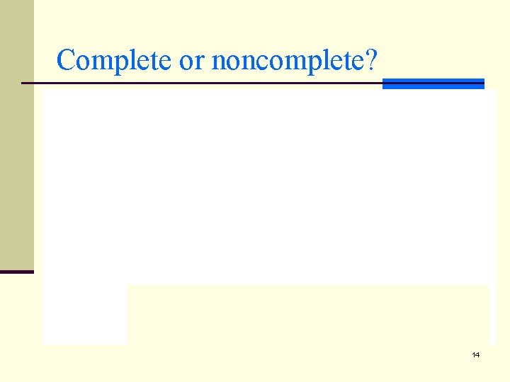 Complete or noncomplete? occupy 14 