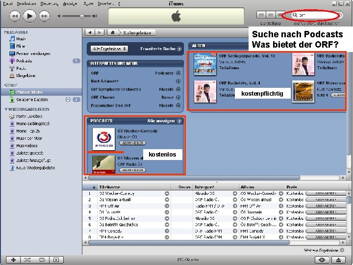 Suche nach Podcasts Was bietet der ORF? kostenpflichtig kostenlos Musik auf dem PC 32