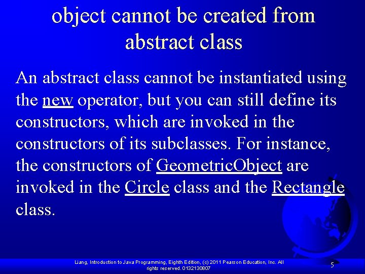 object cannot be created from abstract class An abstract class cannot be instantiated using