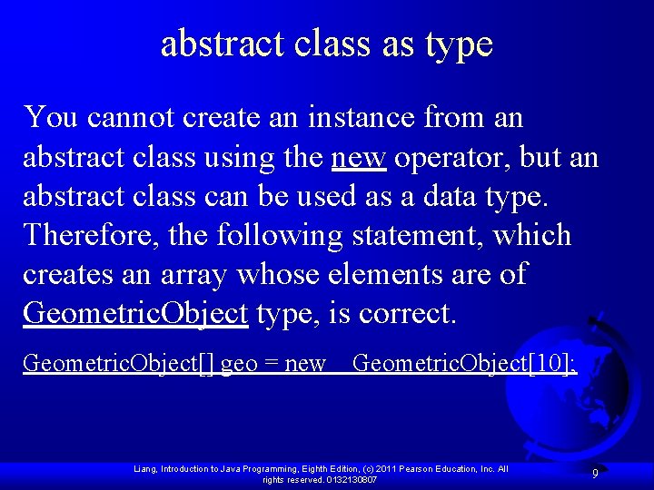 abstract class as type You cannot create an instance from an abstract class using