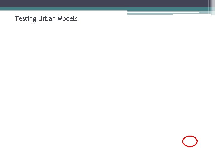 Testing Urban Models 