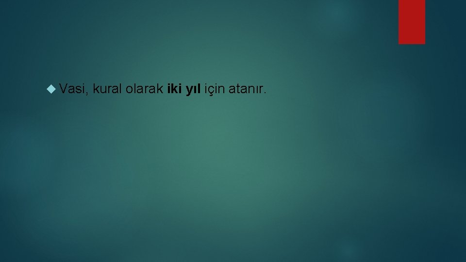  Vasi, kural olarak iki yıl için atanır. 