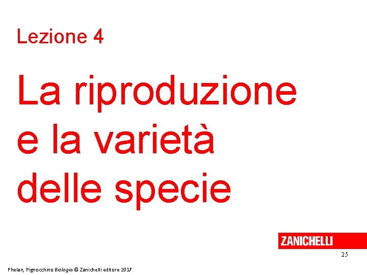 Lezione 4 La riproduzione e la varietà delle specie 25 Phelan, Pignocchino Biologia ©