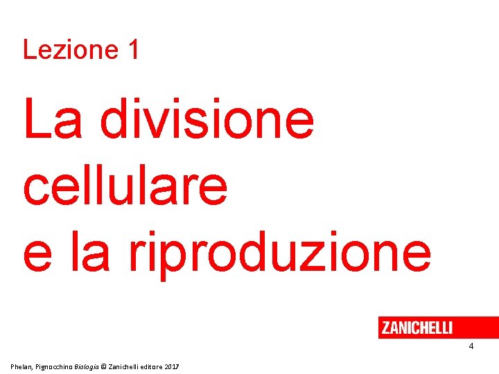 Lezione 1 La divisione cellulare e la riproduzione 4 Phelan, Pignocchino Biologia © Zanichelli