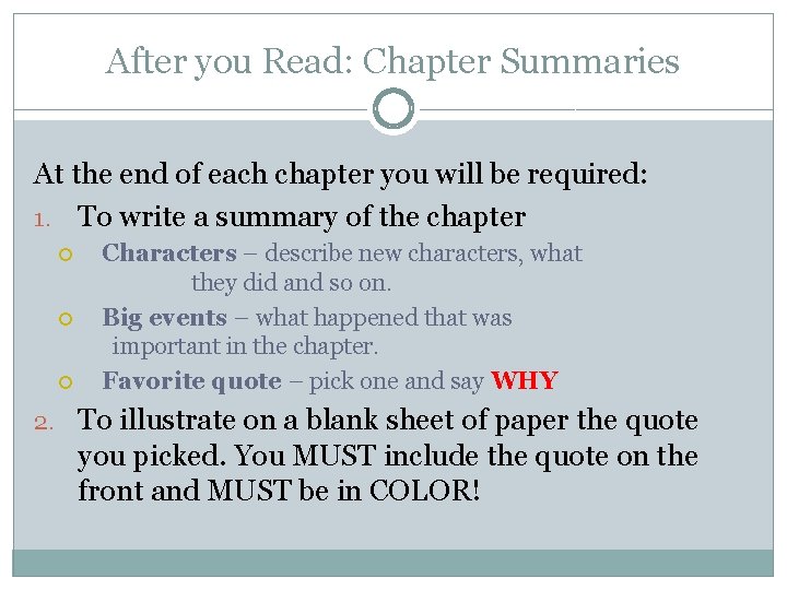 After you Read: Chapter Summaries At the end of each chapter you will be