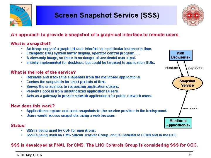 Screen Snapshot Service (SSS) An approach to provide a snapshot of a graphical interface