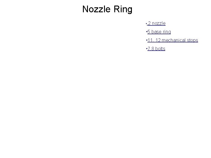 Nozzle Ring • 2 nozzle • 5 base ring • 11, 12 mechanical stops