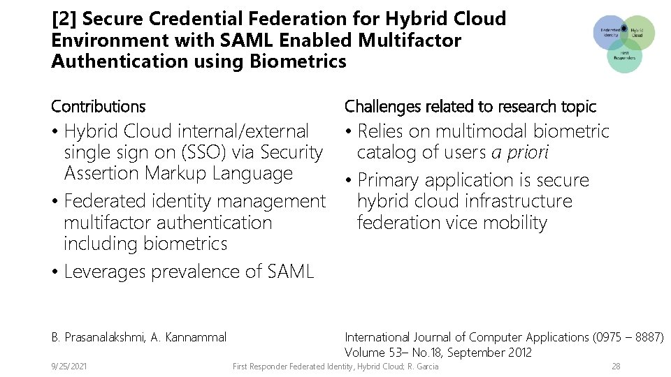 [2] Secure Credential Federation for Hybrid Cloud Environment with SAML Enabled Multifactor Authentication using