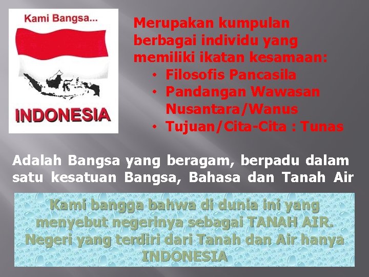 Merupakan kumpulan berbagai individu yang memiliki ikatan kesamaan: • Filosofis Pancasila • Pandangan Wawasan