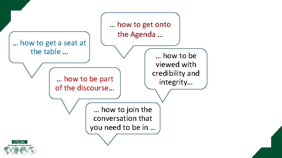 … how to get a seat at the table … … how to get