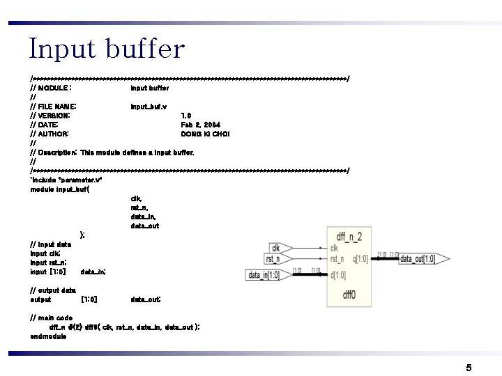 Input buffer /*********************************************/ // MODULE : Input buffer // // FILE NAME: input_buf. v