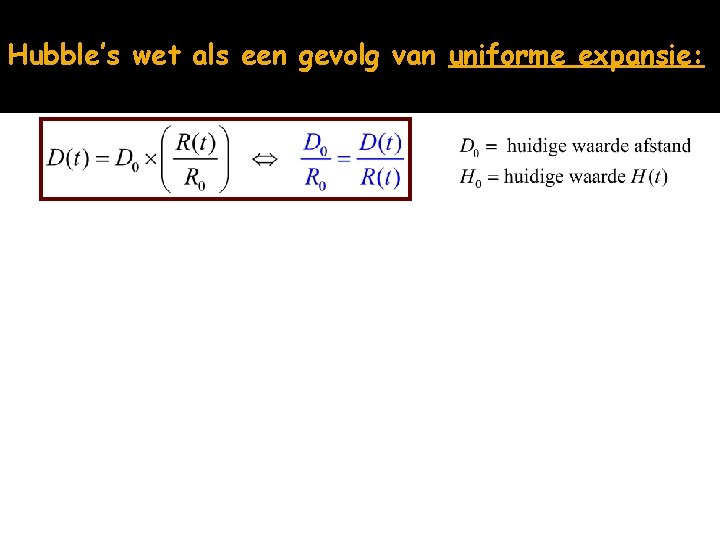 Hubble’s wet als een gevolg van uniforme expansie: 